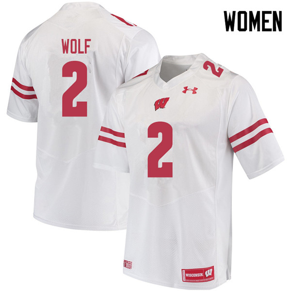 Wisconsin Badgers Women's #2 Chase Wolf NCAA Under Armour Authentic White College Stitched Football Jersey RK40L77KK